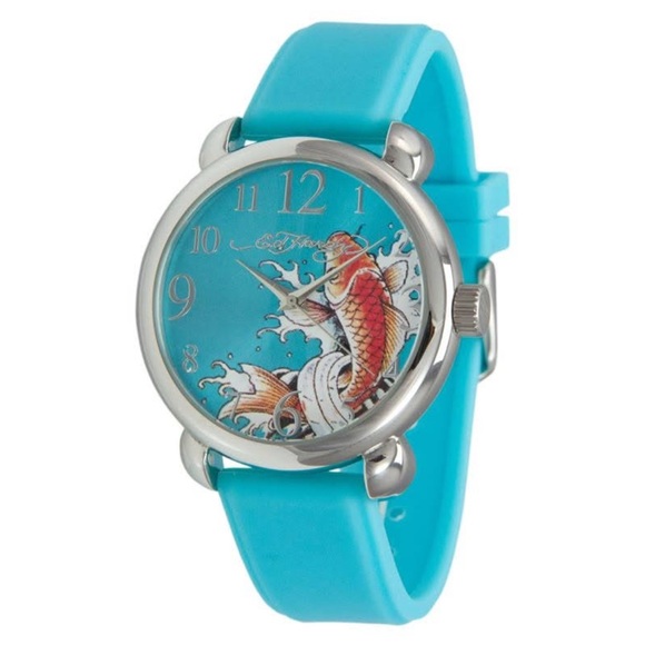 NWOB Ed Hardy Fish Themed Watch With Silicone Strap - Picture 1 of 6